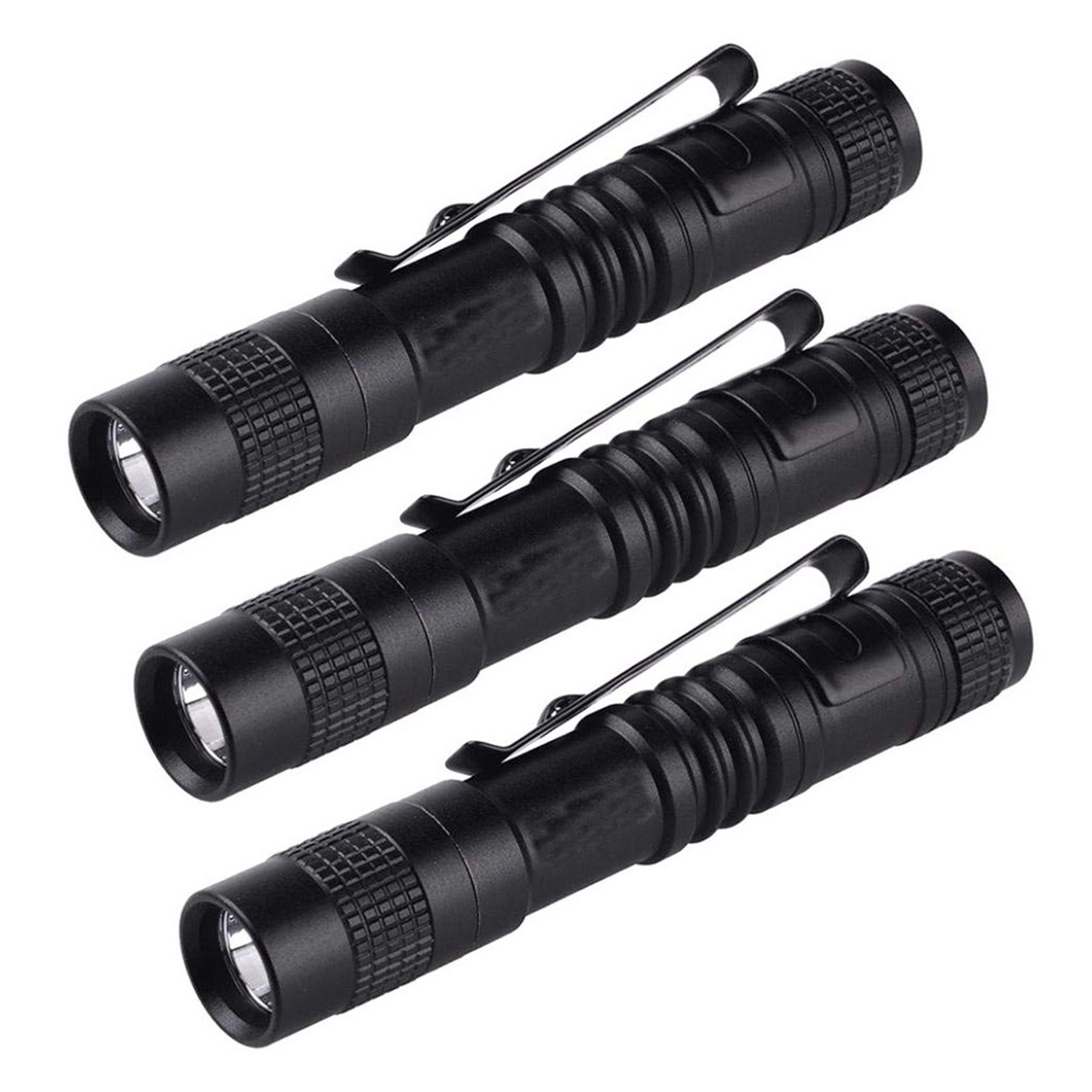 3X Flashlight Pen Torch Super Small Mini AAA XPE-R3 LED Lamp Belt Clip Light with