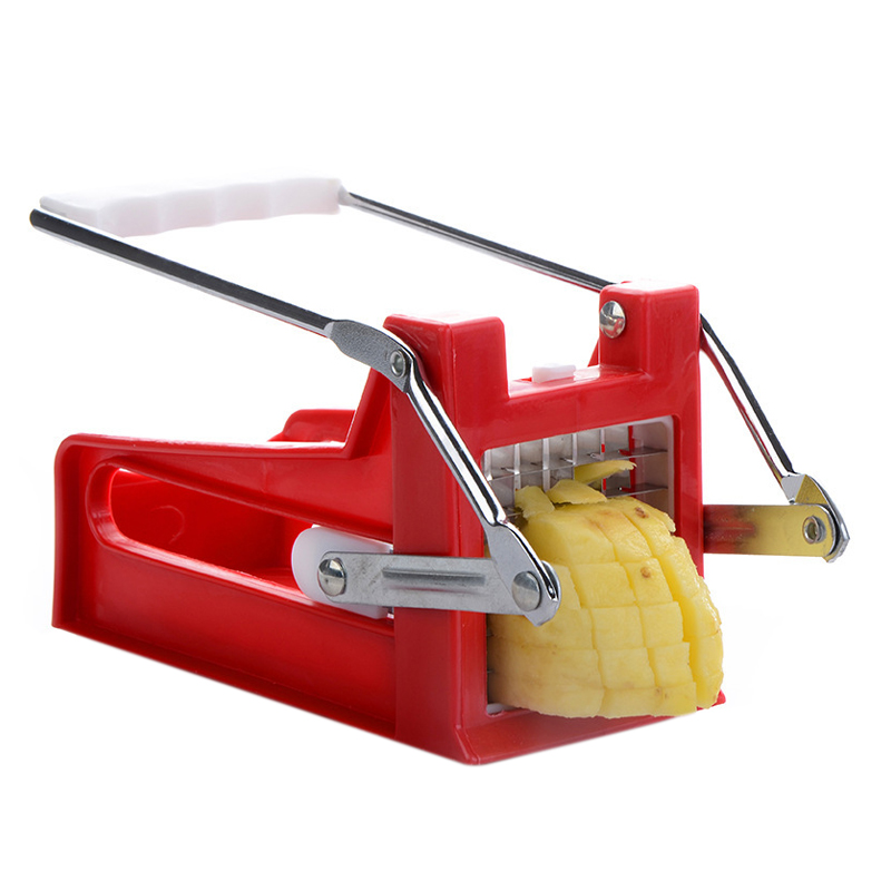 Stainless Steel French Fry Cutter Potato Vegetable Cutters 2 Blades, Red