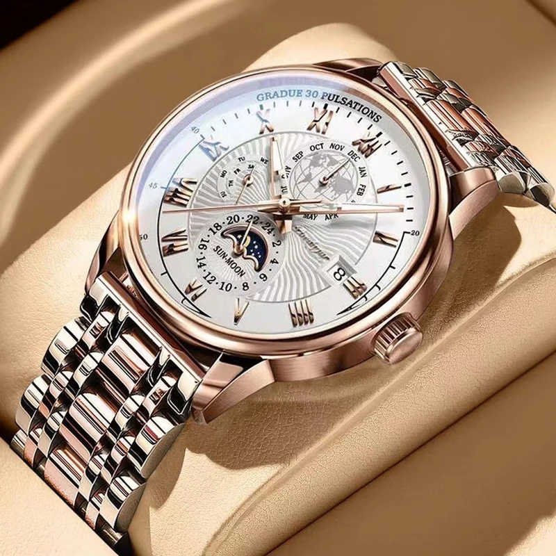 POEDAGAR brand new luxury sports waterproof stainless steel quartz men's watch
