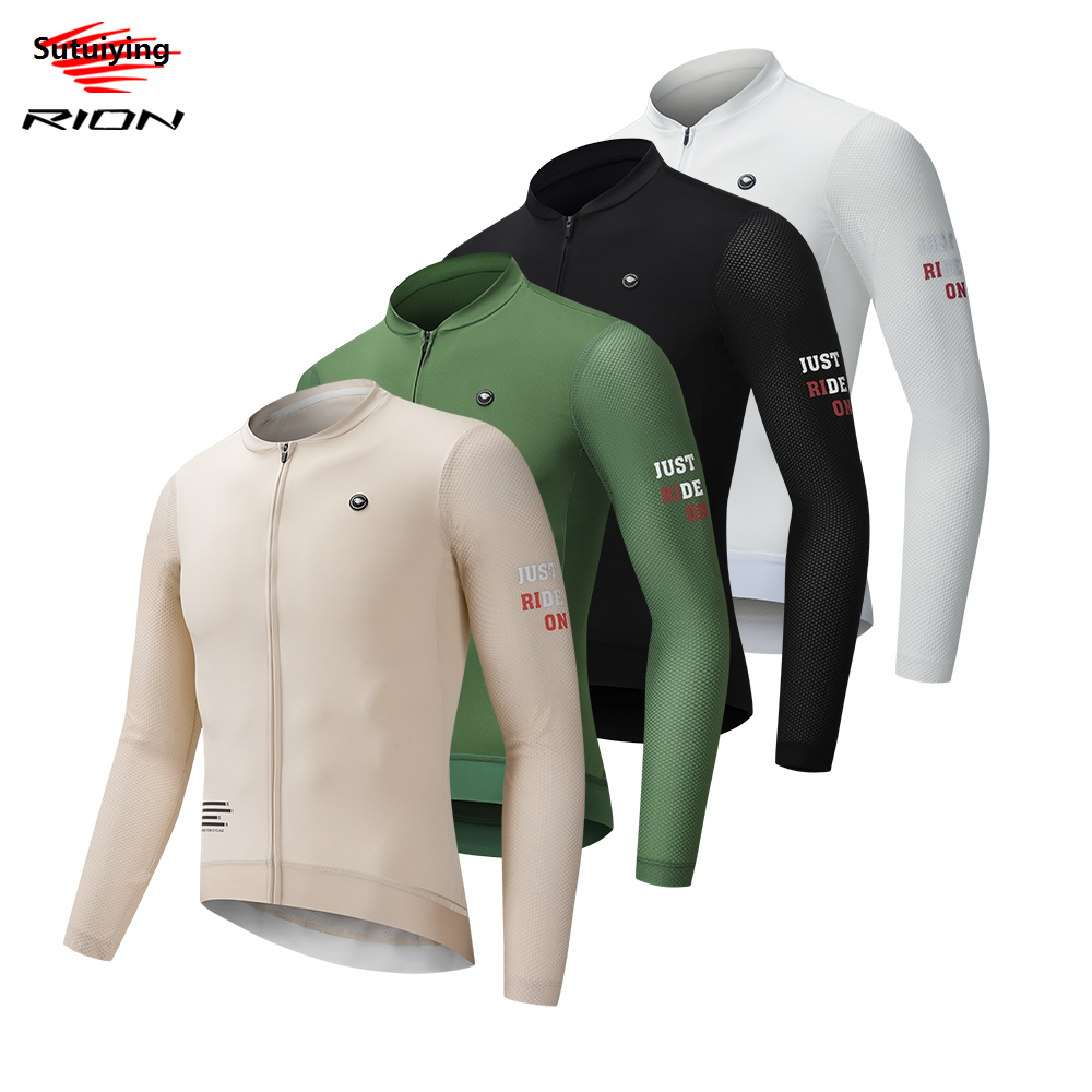 Sutuiying RION Men's Cycling Jersey Long Sleeves Jerseys Mountain Bike MTB Sales promotion Shirts Road Riding Pro Bicycle Team Clothes Breathable 15℃-24℃