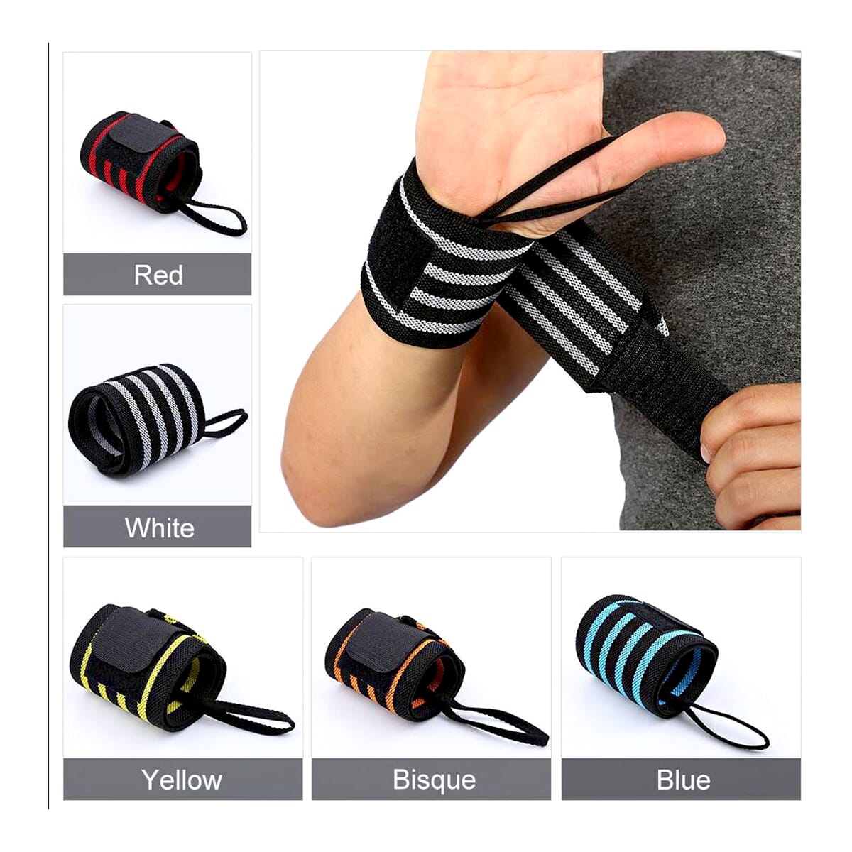 Weightlifting Wrist Wraps - Adjustable Gym Wristband for Powerlifting & Support