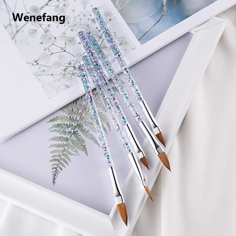 Wenefang 5pcs Nail Art Pen Onion Powder Rod Nail Crystal Pen Color Drawing 2025 New Drawing Fine Hair Good Quality Transparent Sequin Pen Rod