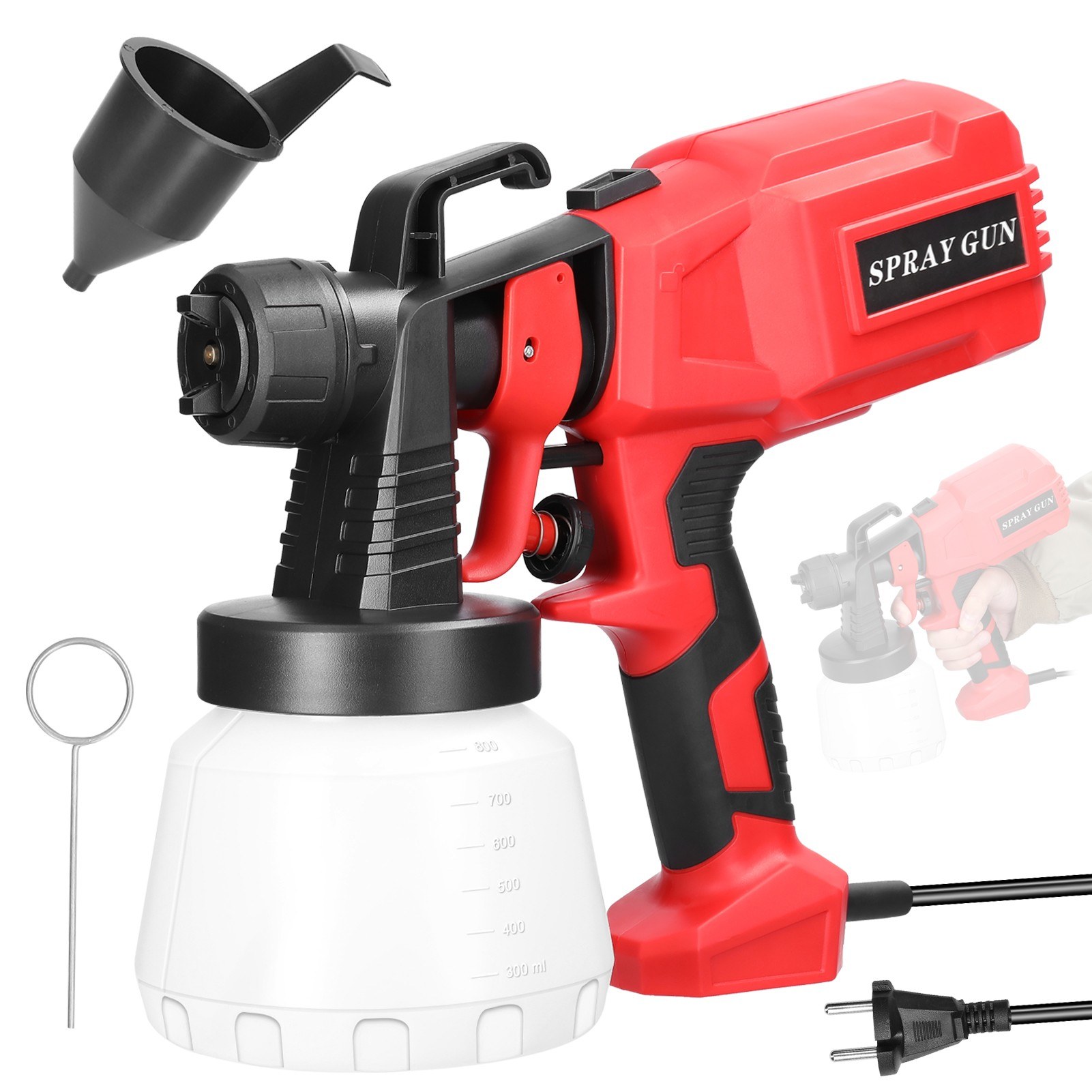 Electric Paint Spraying Machine 800ml Large Capacity Paint Bottle Detac-hable Multifunctional High Pressure Paint Sprayer