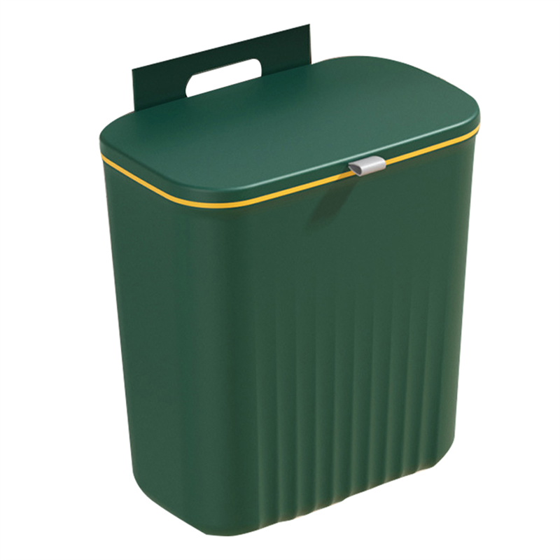 OYPFXMI Kitchen Trash Can Household Cabinet Door Hanging Sliding Cover Storage Bucket Trash Can Wall-Mounted Trash Can Green