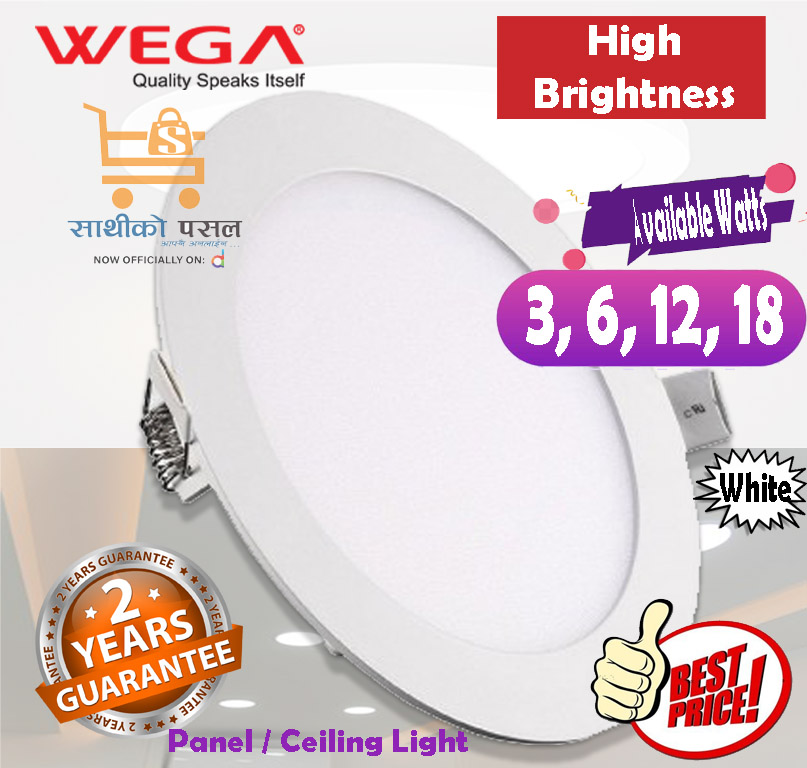 Wega Led Panel Light - Ac - 3W Round Daylight - 2 years Warranty from Sathi ko Pasal