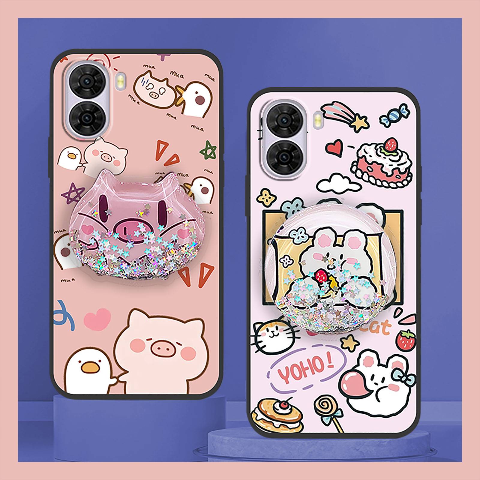 Durable Fashion Design Phone Case For ZTE Nubia S2/A504ZT Drift Sand Glisten Kickstand Silicone Cartoon Protective Cute
