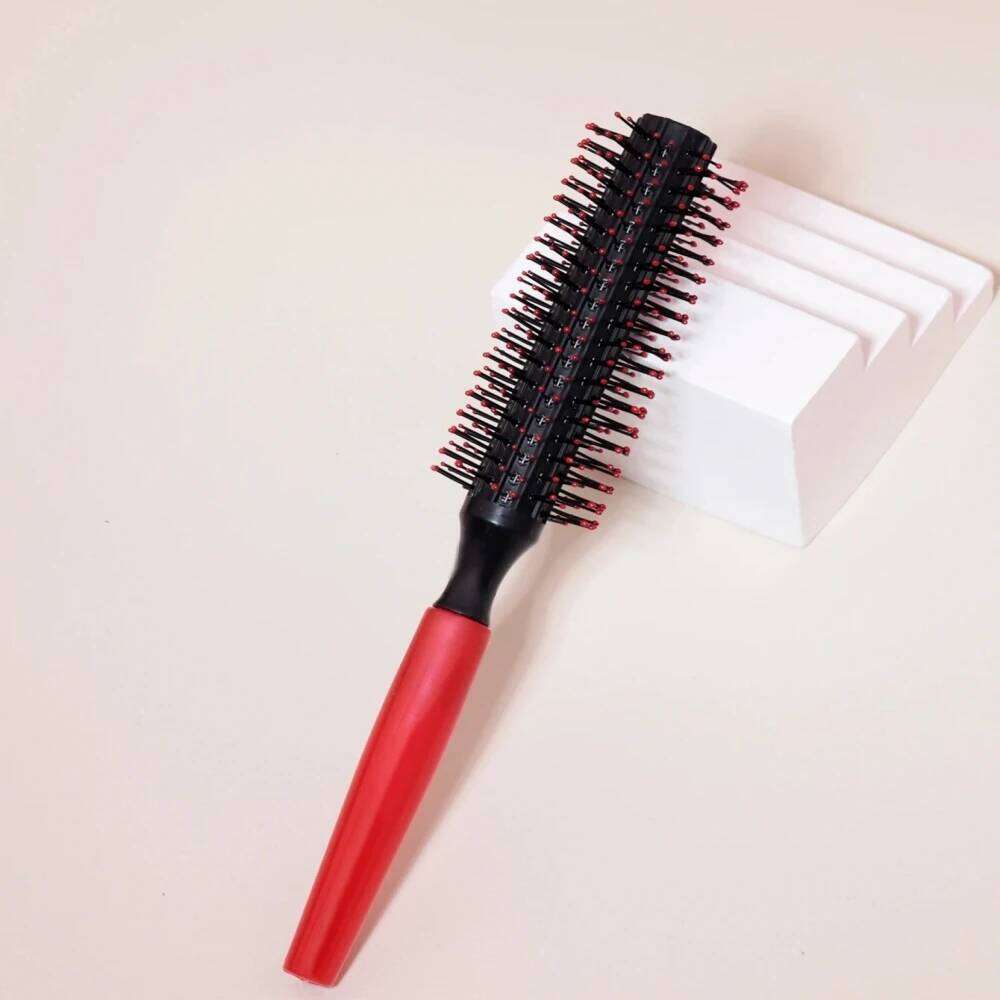 1pcs professional anti-static cylindrical bristle curly hair styling round comb, nylon teeth massage roller comb