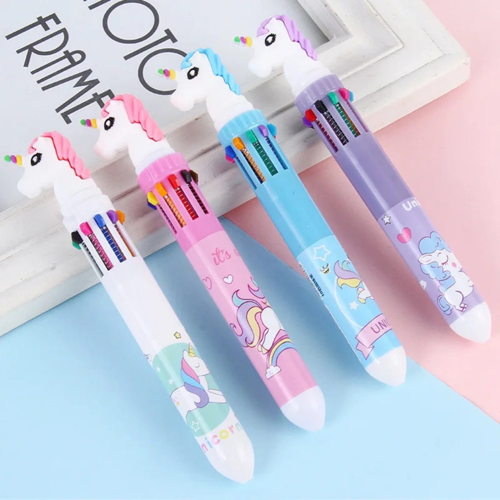 10 in 1 Unicorn Ballpoint Color Pen for Kid Birthday Gift Multicolor (Pack of 1) Ball Pen