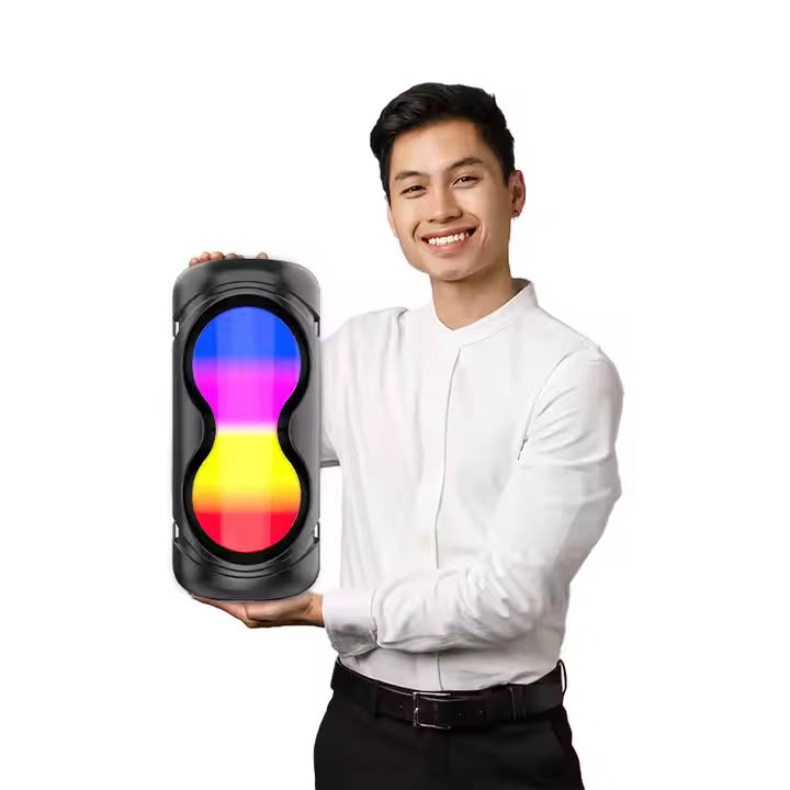 ZQS4269 Dual 4-Inch Powerful Outdoor Bluetooth Speaker - Wireless Karaoke Player; can add external MIC - RGB LED Flame Light - Portable Party Speaker with FM/USB/TF Card Support - High Bass Sound