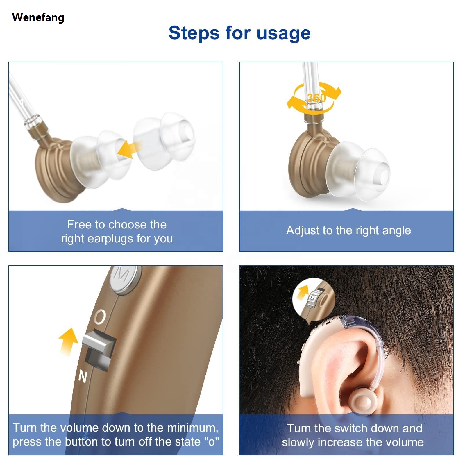 Wenefang 2025 New Bluetooth Mini Rechargeable Hearing Aid Digital BTE Hearing Profesional Aids Adjustable Tone Sound Amplifier Portable Deaf Elderly