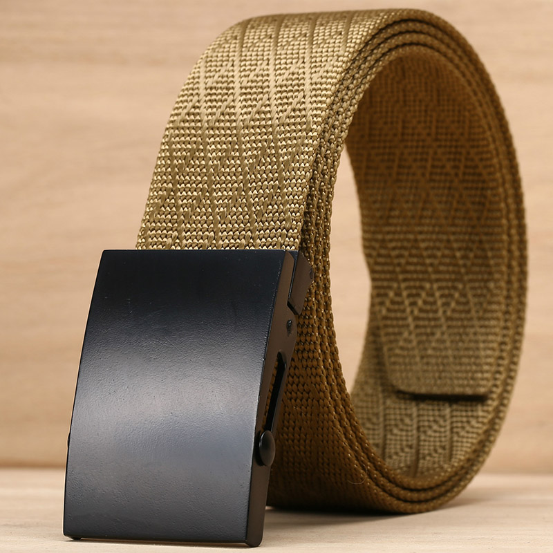 NEW 【Special offer】HSSEE official authentic men's casual belt soft real nylon diamond texture fashion belt for men hard metal matte black buckle