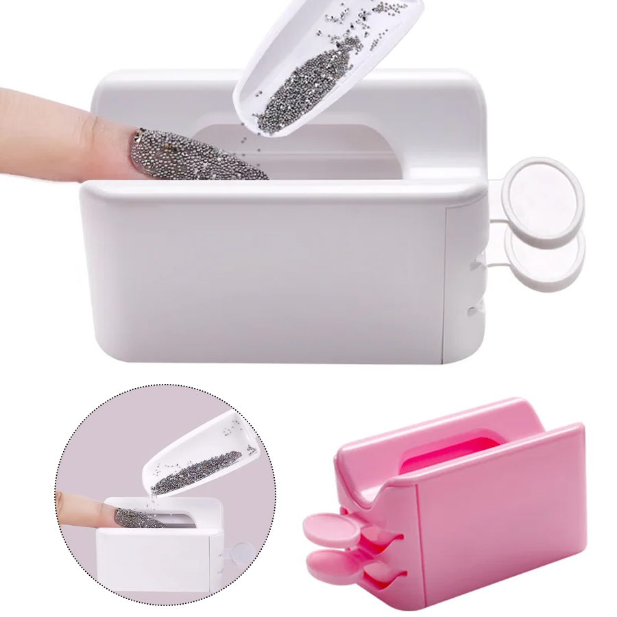 Fashion 1/2Pcs Manicure Powder Recycling Storage Box Portable Infiltration Powder Container Double Layer French Powder Box Nail Tool