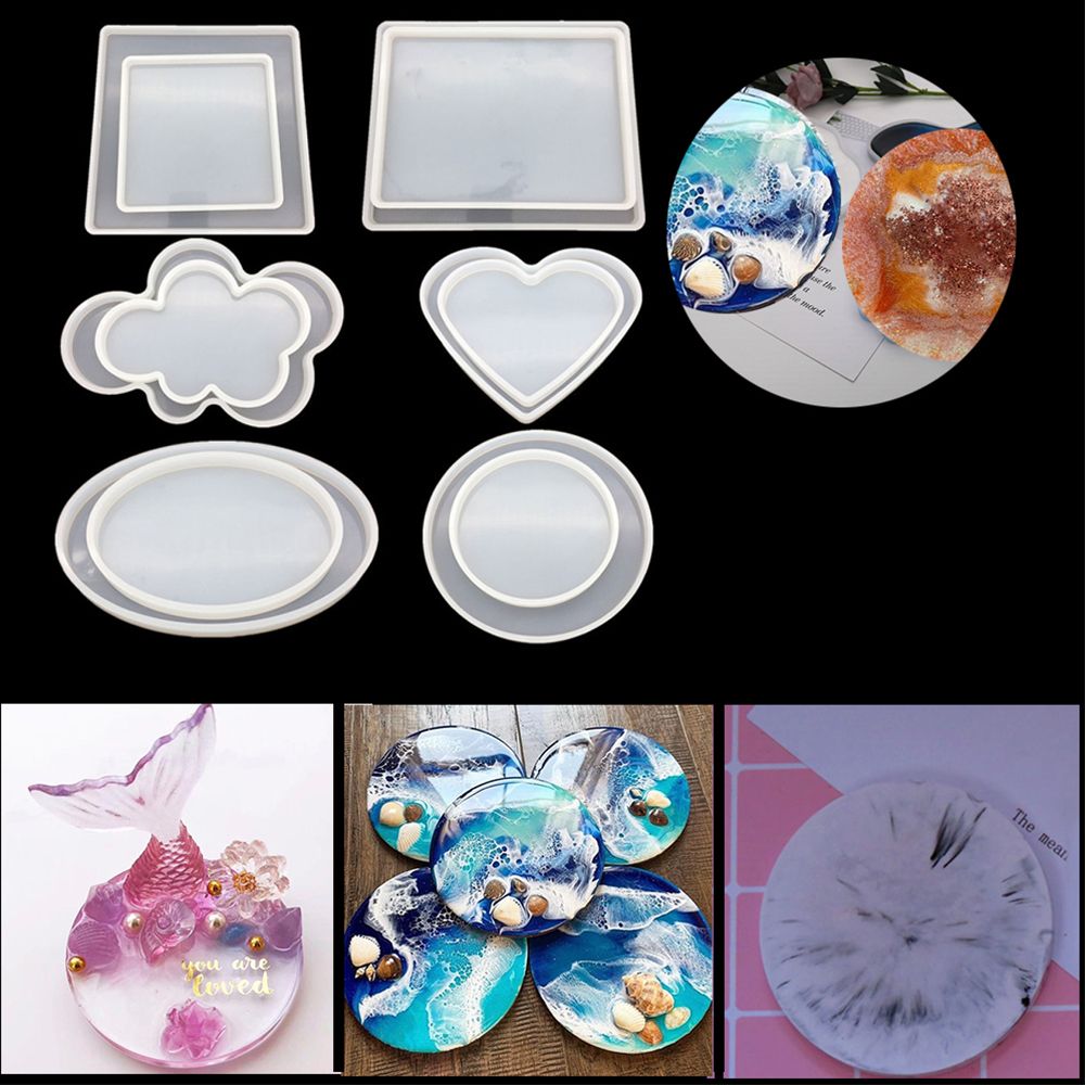 Handmade Fluid Arts Silicone Pendant Agate Square/Round/Cloud/Love Jewelry Making Mould Coaster Mold Epoxy Resin Casting Molds