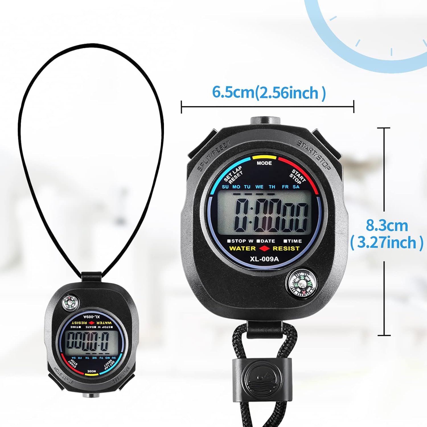 Digital Sport Stop Watch With Compass - Black | Fashion Multi-Featured Sporty Stop Watch | Comes with Adjustable Wrist Strap - Sold By Time Plaza