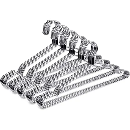 FR-AS 10 Pieces Pack of Heavy Duty Rust Proof Stainless Steel Wire Hangers Premium Non-Slip Hanger