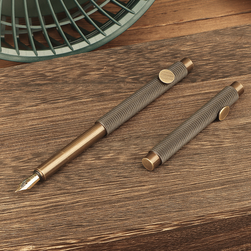 Vintage Brass Mini Pocket Portable Fountain Pen Metal 0.5mm Creative Short Student Handwriting Artist Writing Pens Office Supply Bles Online DZ-38B-23