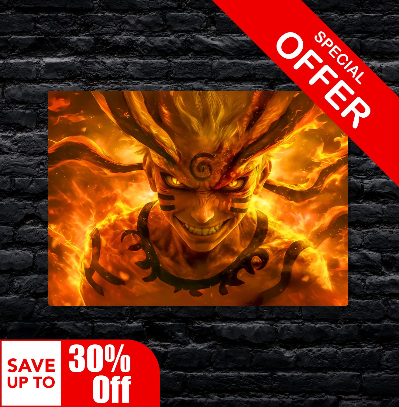 Naruto Uzumaki Kurama Evil Premium Metal Poster - Anime Metal Poster - Home & Office Decor