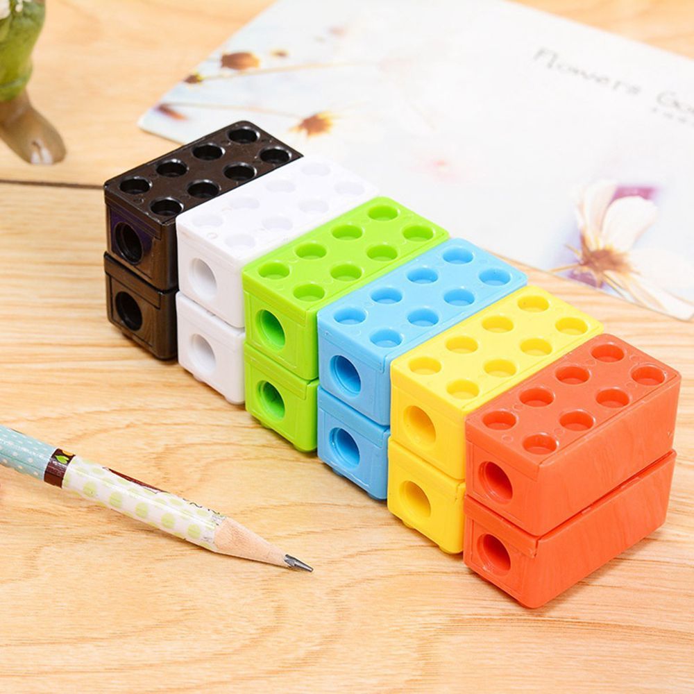 Cartoon Toy Kids Creative Pencil Plastic Gift Building Blocks Stationery Sharpener
