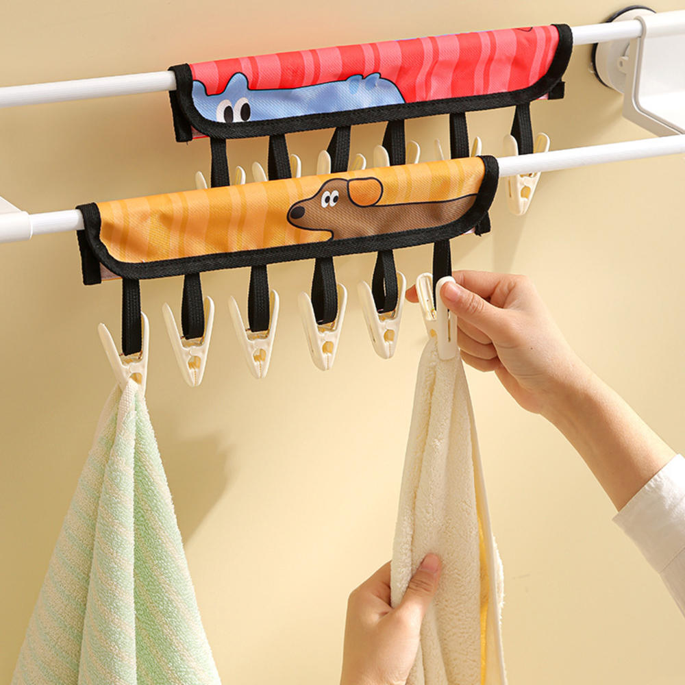 Multi-Function Laundry Hanger Foldable Foldable Hanger Cartoon Compact for Small Spaces Portable Wardrobe Travel