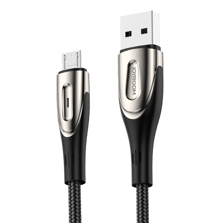 (New)JOYROOM S-M411 Sharp Series 3A Micro USB Interface Charging + Transmission Nylon Braided Data Cable with Drop-shaped Indicator Light, Cable Length: 2m