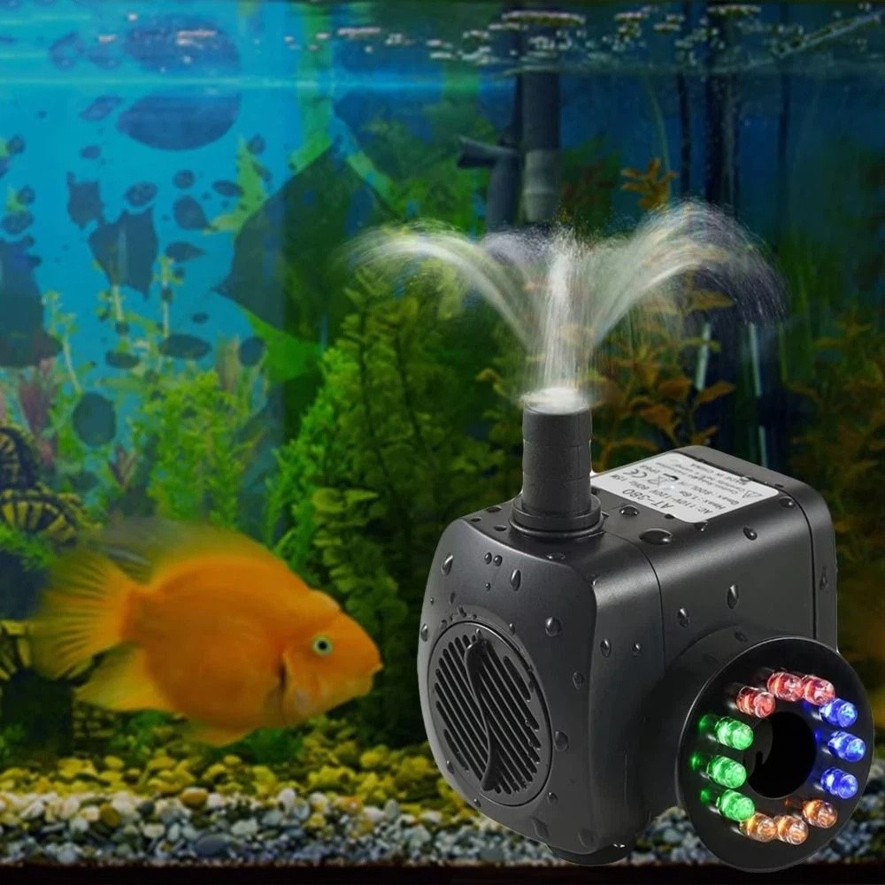 Submersible Water Pump Low Noise Submersible Pump Ultra-Quiet Adjustable Flow Water Circulation Pump Colorful LED Light Landscape Water Pump Fountain