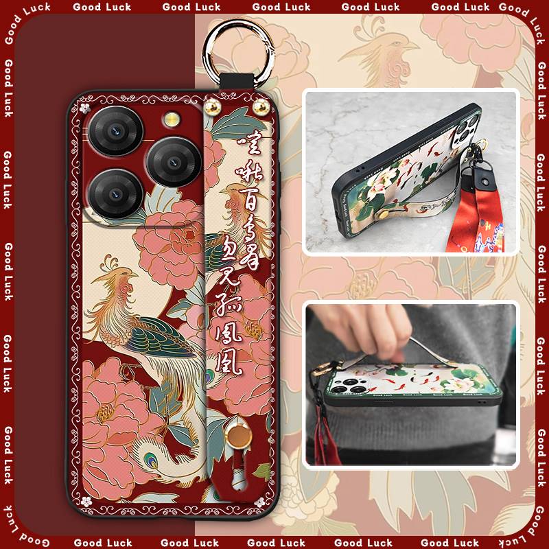 for mom Anti-knock Phone Case For OPPO K10 5G Dirt-resistant Kickstand ring Durable Lanyard Wristband Wrist Strap