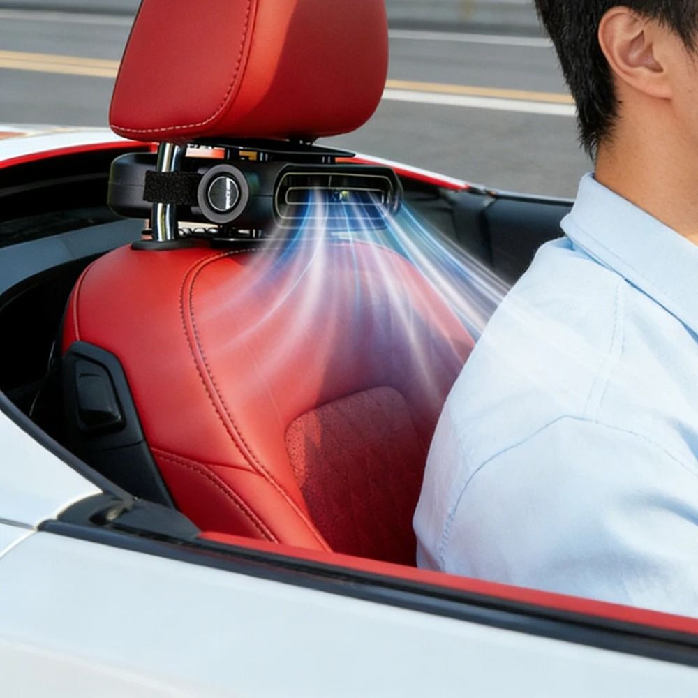 Easy Installation Portable Design Plug-in Fan Safe Structure Lightweight Construction Bladeless Car Fan Smooth Surface Compact Size Headrest Fan Car Seat Back