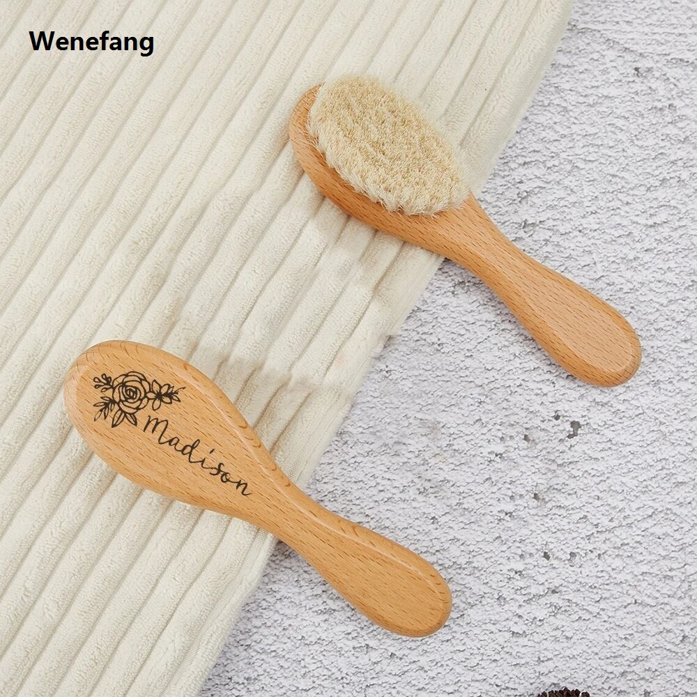 Wenefang Personalised Hair Brush Custom Engraved Bamboo Wood Brush Anti Static Comb Gift for Girls Personalized Gifts for Kids