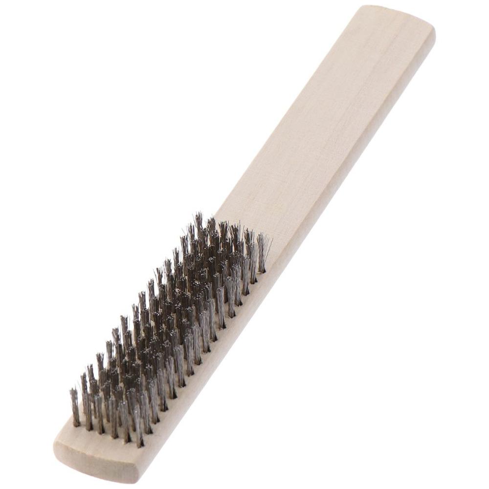 rust removal stainless steel wire brush Wooden handle brush clean