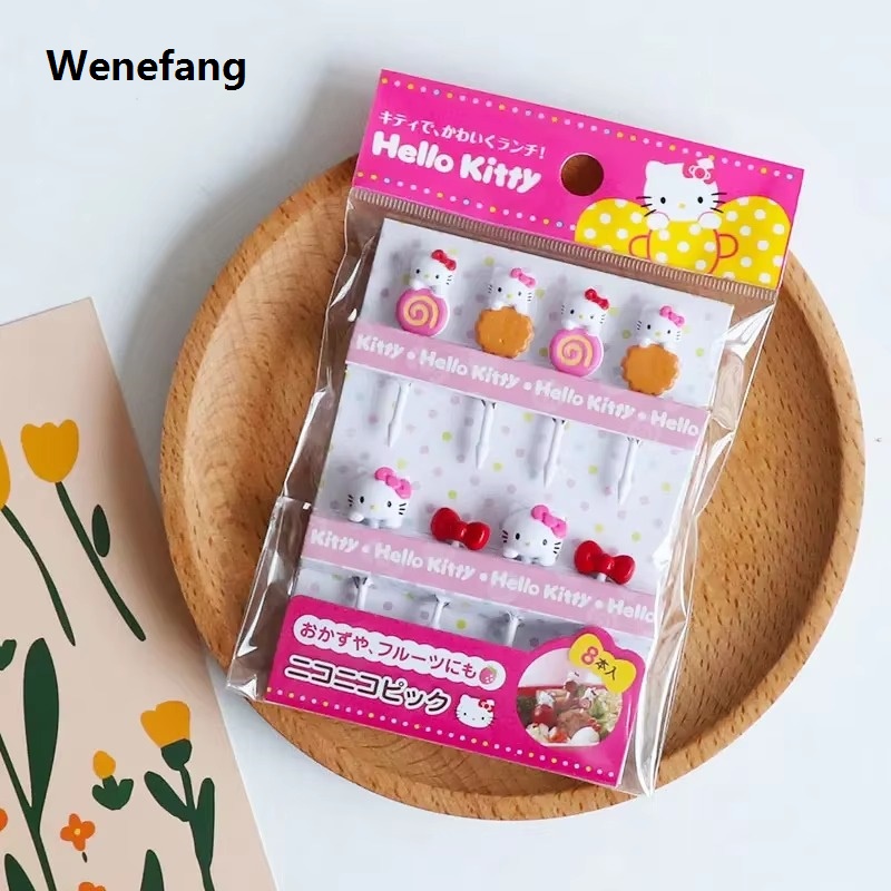 Wenefang Sanrio Hello Kitty Food Picks - Fruit Cocktail Fork Set, Cute Party Utensil for Bento, Lunch Box, Parties,Perfect for Children