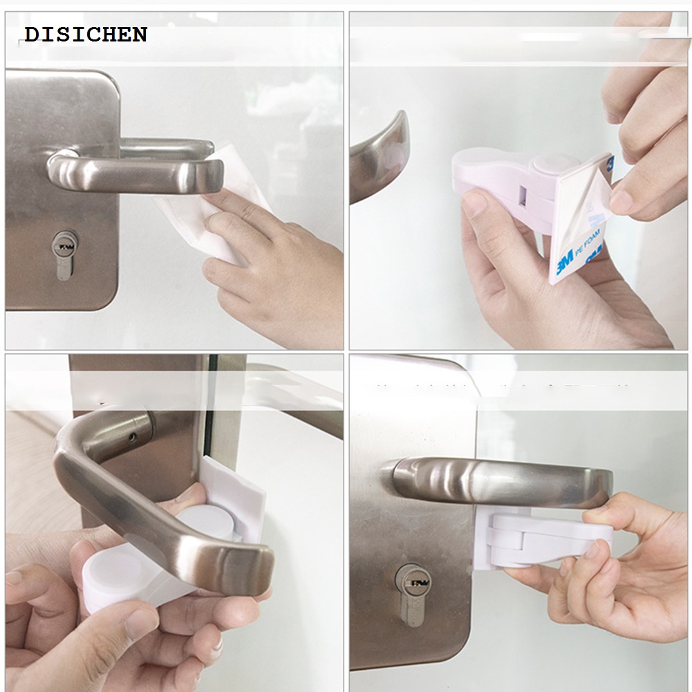 DISICHEN Hot Selling Home Universal ABS Protection Device Safety Anti-open Handle Lock for Children Baby Kids Safety Door Lever Lock Doors Lock