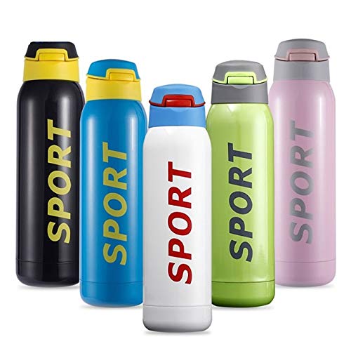 500ml Stainless Steel Vacuum Insulated Sports Water Bottle - Thermo Mug with Straw, Hot and Cold Insulated Flask