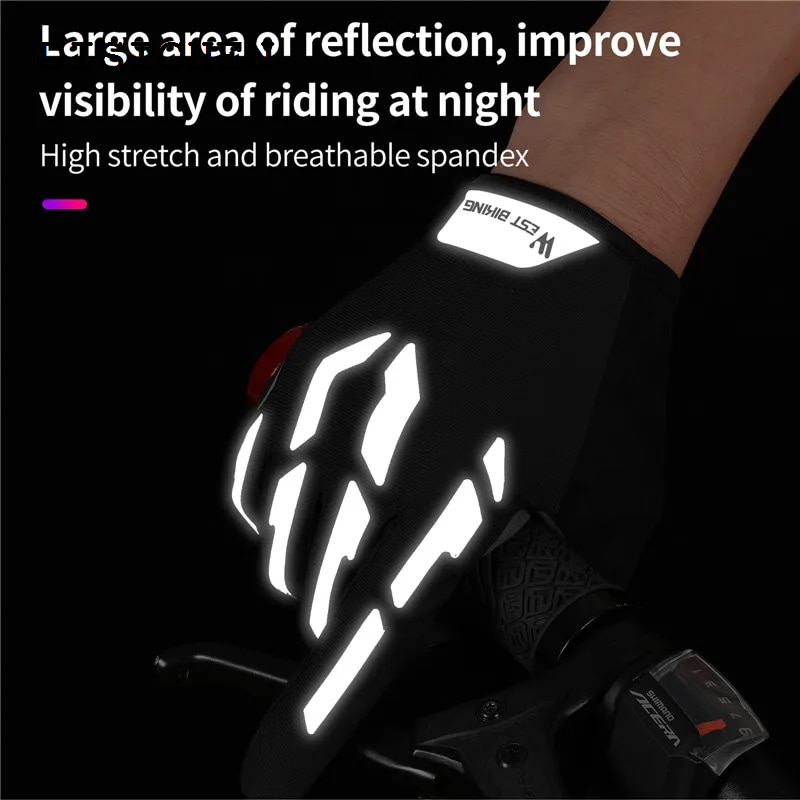 DISICHEN 2025 WEST BIKING Shockproof Reflective Cycling Gloves Half Finger Sport Gloves Men Women Summer Gym Fitness MTB Road Bicycle Gloves