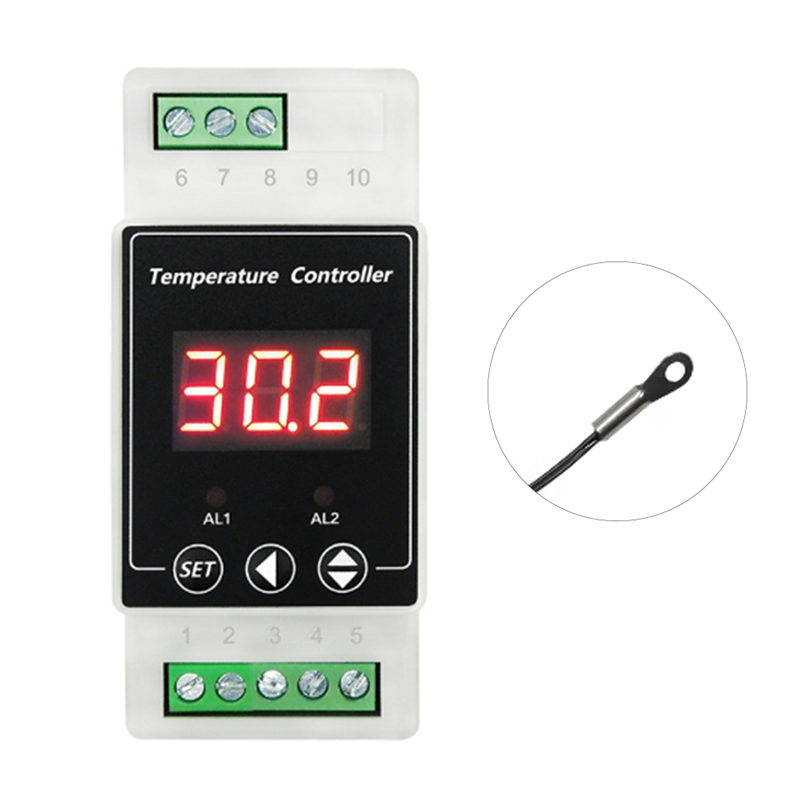 Professional Digital Temperature Controller with Relays Output Din Rail Mounted Controller for Heating and Cooling Wire Ear Probe