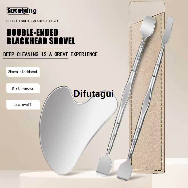 Difutagui Thin double head blackhead removal shovel Facial pore cleaning Luxury Fifty percent discount stainless steel acne removal needle blackhead shaving tool