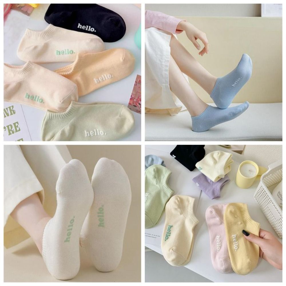 New Breathable Short Socks Harajuku Street Cotton Candy Socks Casual Solid Color Sweet Stockings