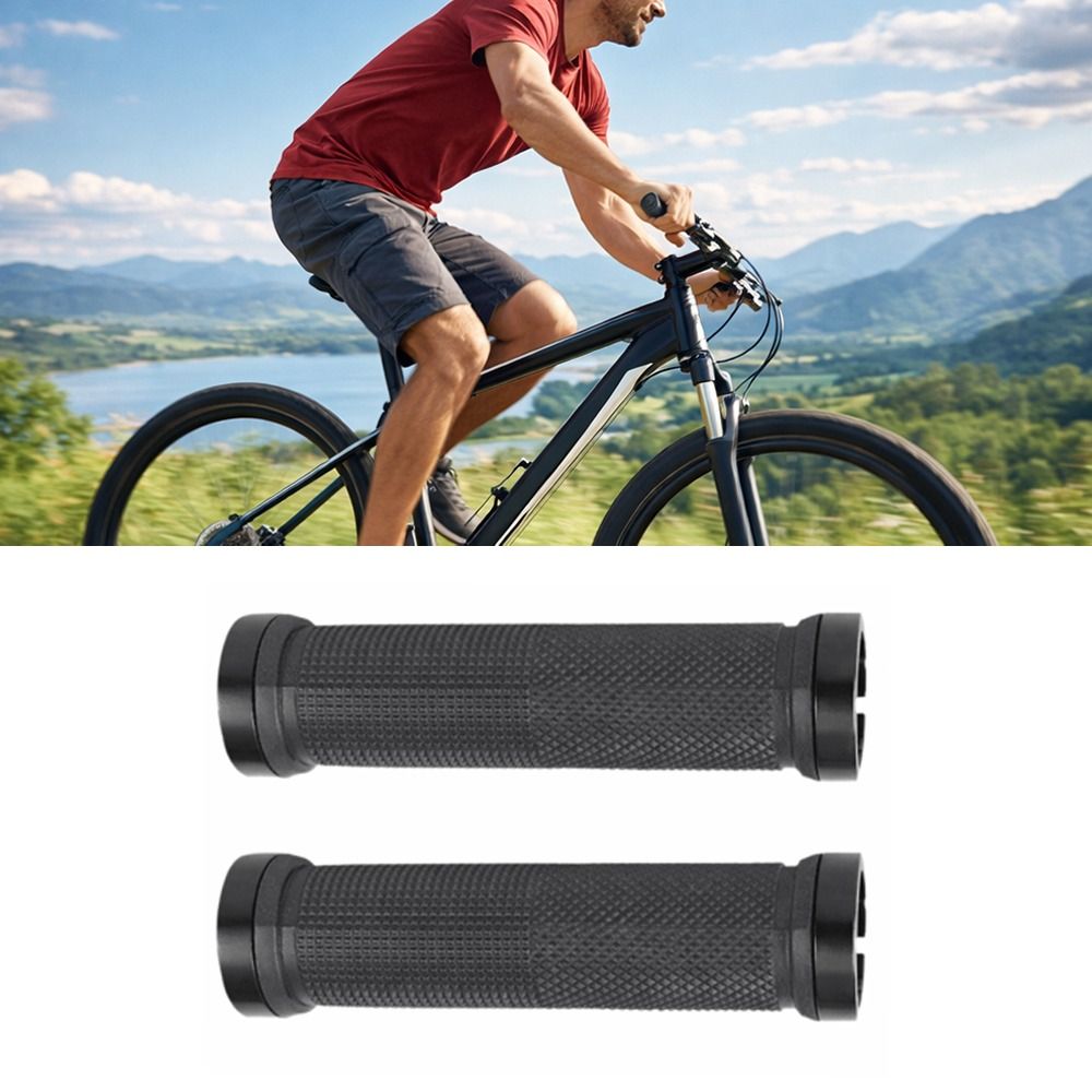 1 Pair Durable Rubber Cycle Handle Grips Anti-Slip Elastic Grainy Bicycle Handlebar Grip Shock-Proof with Plug Bike Handlebar Grips BMX Bikes