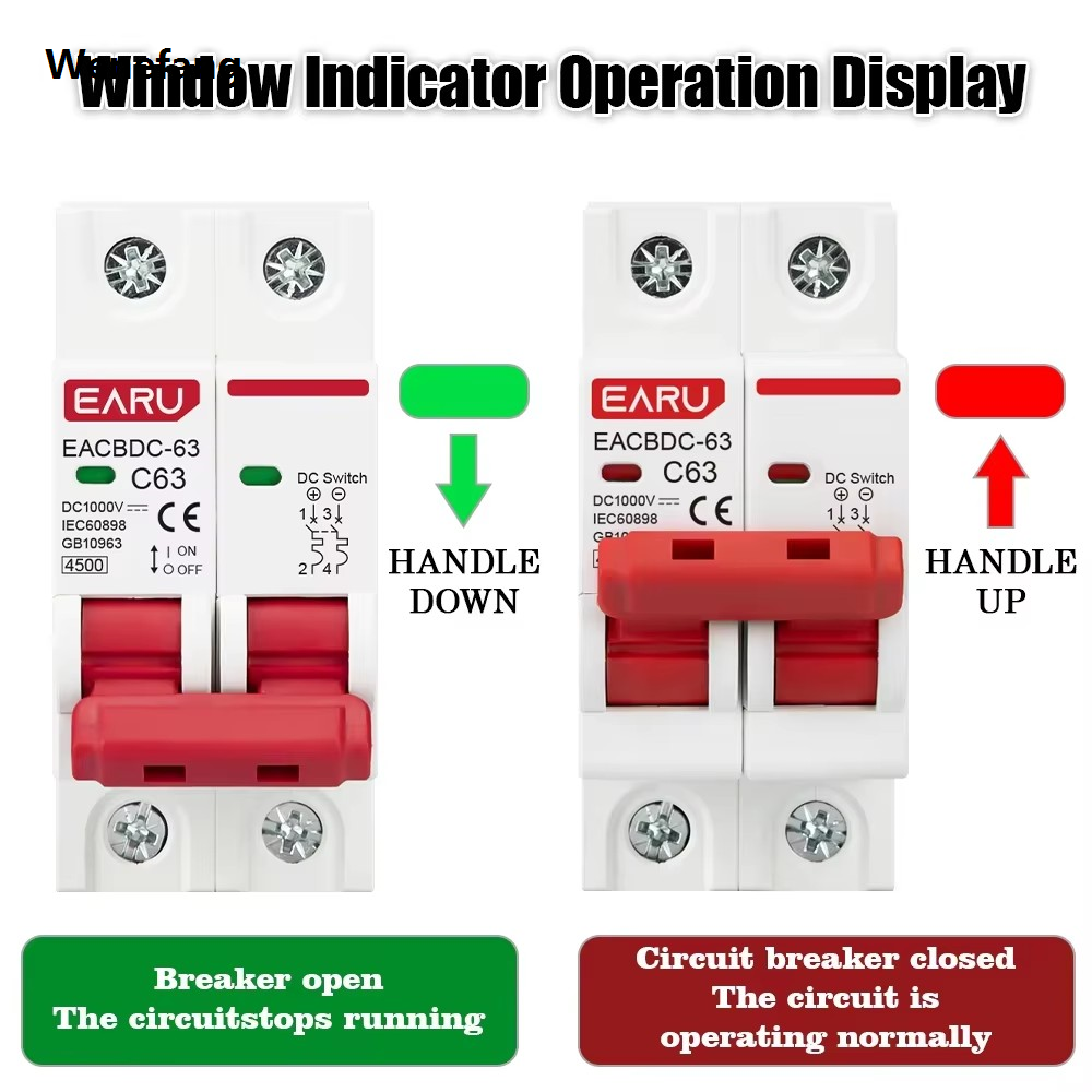 Wenefang 2P DC 1000V MCB Solar Mini Circuit Breaker Overload Protection Switch 2025 New 6A 10A 16A 20A 25A 32A 40A 50A 63A DC1000V Photovoltaic PV