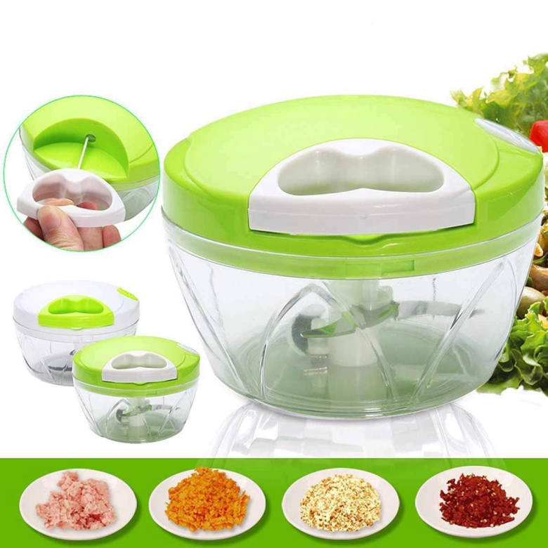 Speedy Chopper, Powerful Manual Food Chopper, 3 Blades Manual Food Processor for Vegetables Fruits Meat