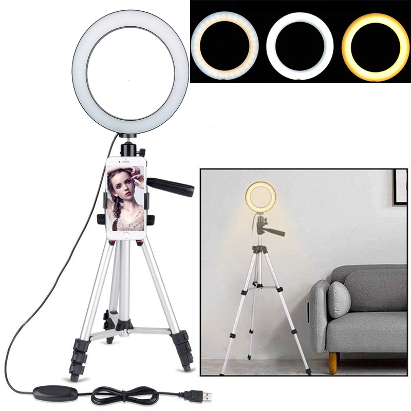 16Cm Dimmable Led Tiktok Selfie Ring Light With 3110A Tripod