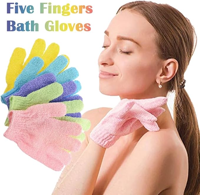1 Piece Five Finger Exfoliating Gloves - Premium Korean Scrub Gloves for Deep Cleansing & Skin Renewal - Eco-Friendly, Biodegradable