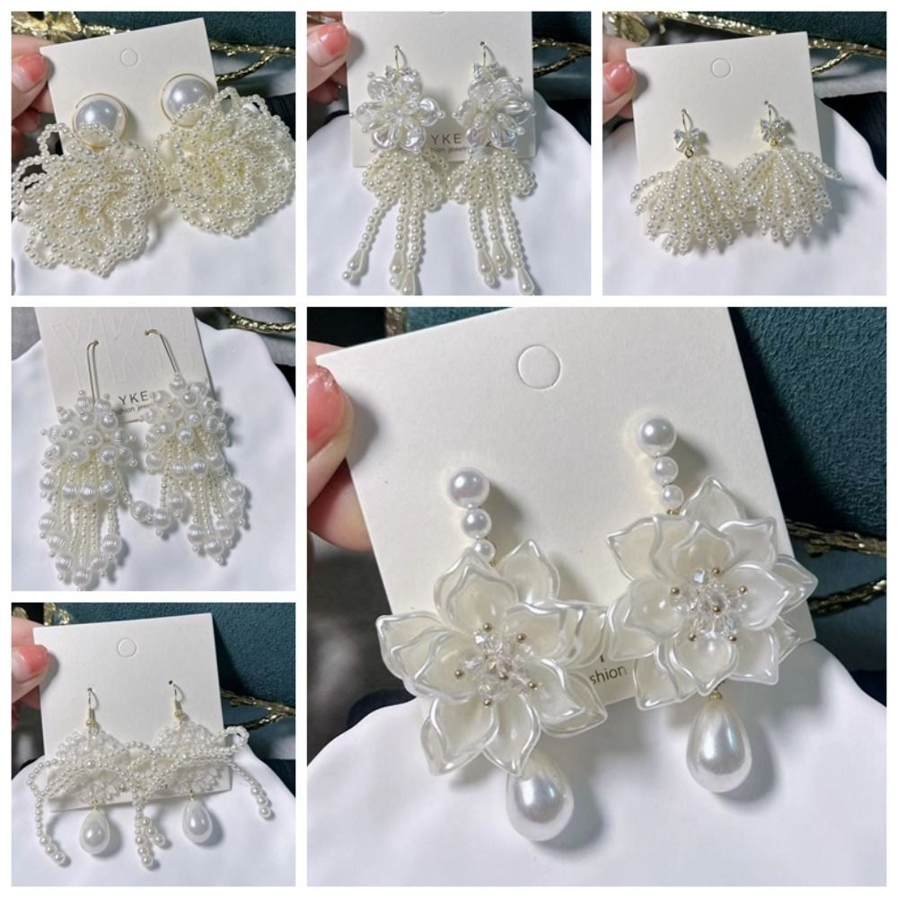 Versatile Artificial Pearl Bead Pearl Earrings Women's Accessories Handmade Pearl Dangle Earrings Bridal Jewelry Vacation