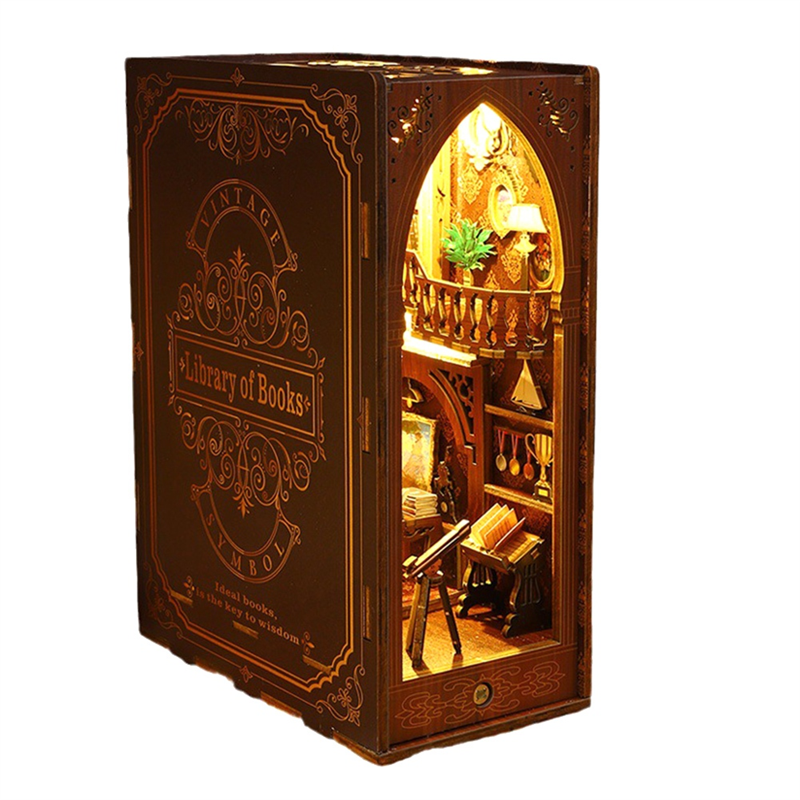 DIY Book Nook Kit, DIY Booknook Bookshelf 3D Wooden Puzzle Decorative For Kids/Adults