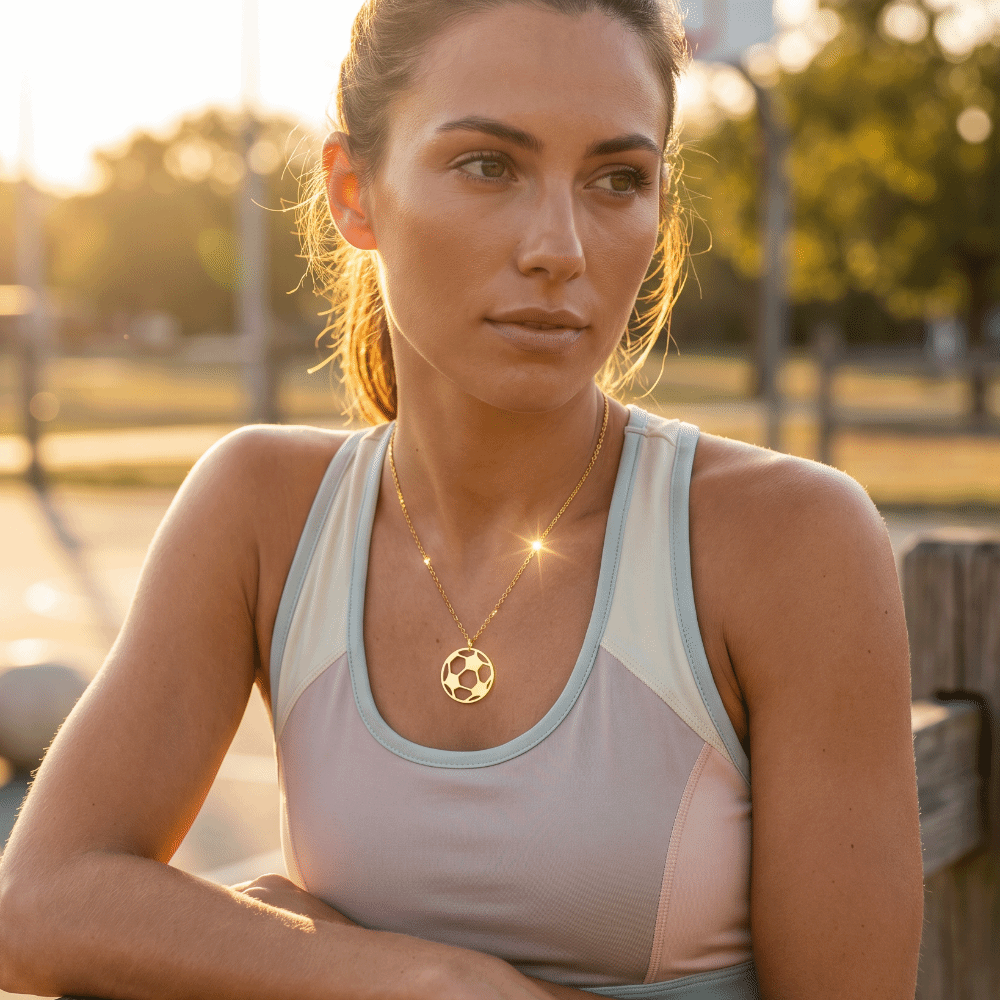 Fashion Jewelry Stainless Steel Soccer Pendant Necklace Simple Unique Football Lover Choker Polished Finish Cool Design Sports Ball Jewelry Fan Gear