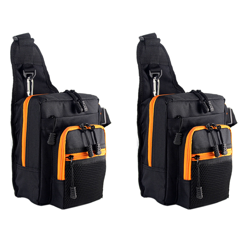 2X Bag Rod Cover Bag Large Capacity Reel Lure Tackle Bag Outdoor Shoulder Bags Black