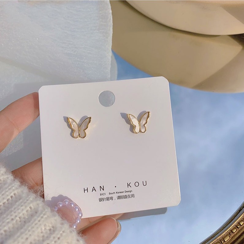 【Special offer】Butterfly Earrings Women's Small Simple Cold Style Super Fairy Forest Style Summer Clear Earrings 2024 New Fashionable Earrings