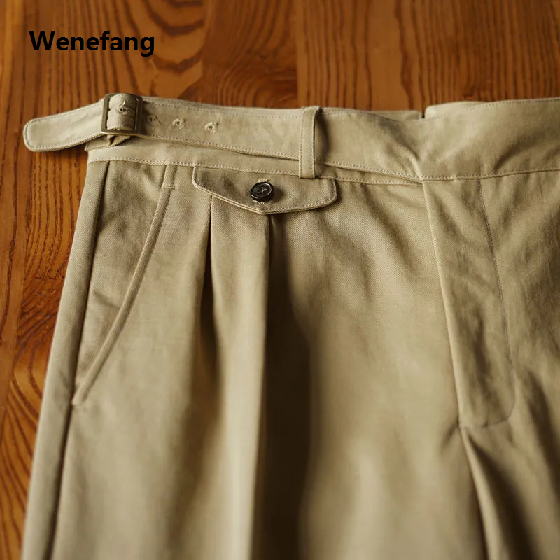 Wenefang Vintage Gurkha Pants Men British Style High Waist Casual Straight Bargain price Trousers Spring Autumn Fashion Loose Ankle-Length Naples Pant