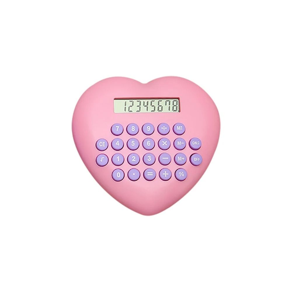 Portable 8 Digital Display Scientific Calculator Creative Solid Color Accounting Counter Heart Shape Lightweight Math Calculator School
