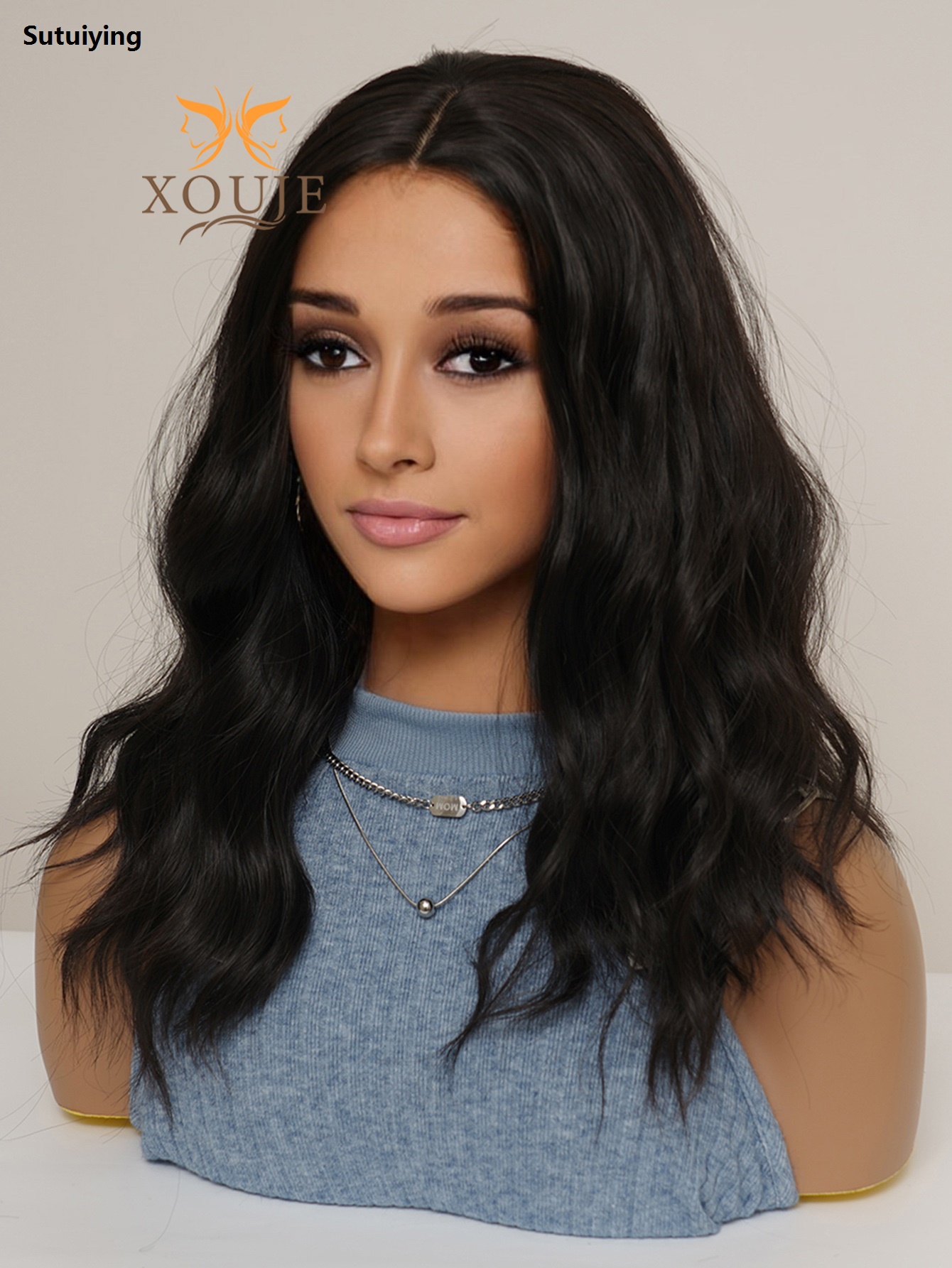 Sutuiying Natural black short wavy hair bob 18-inch heat-resistant 2025 New chemical fiber headgear for women's daily wear