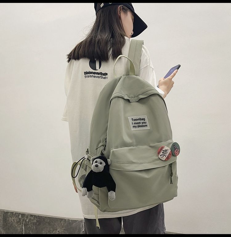 Casual solid color versatile backpack, fashionable shoulder bag, travel bag, student bag